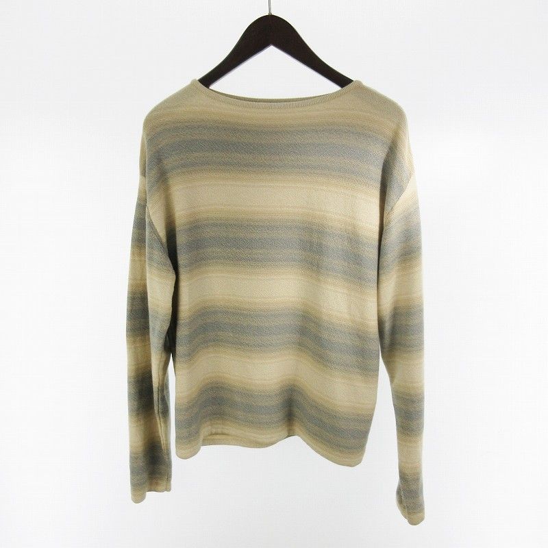 オーラリー AURALEE 26ss 3 コットン シルク ニット COTTON SILK GRADIENT STRIPE KNIT BOAT NECK A26SP02GB ベージュ ブルー トップス