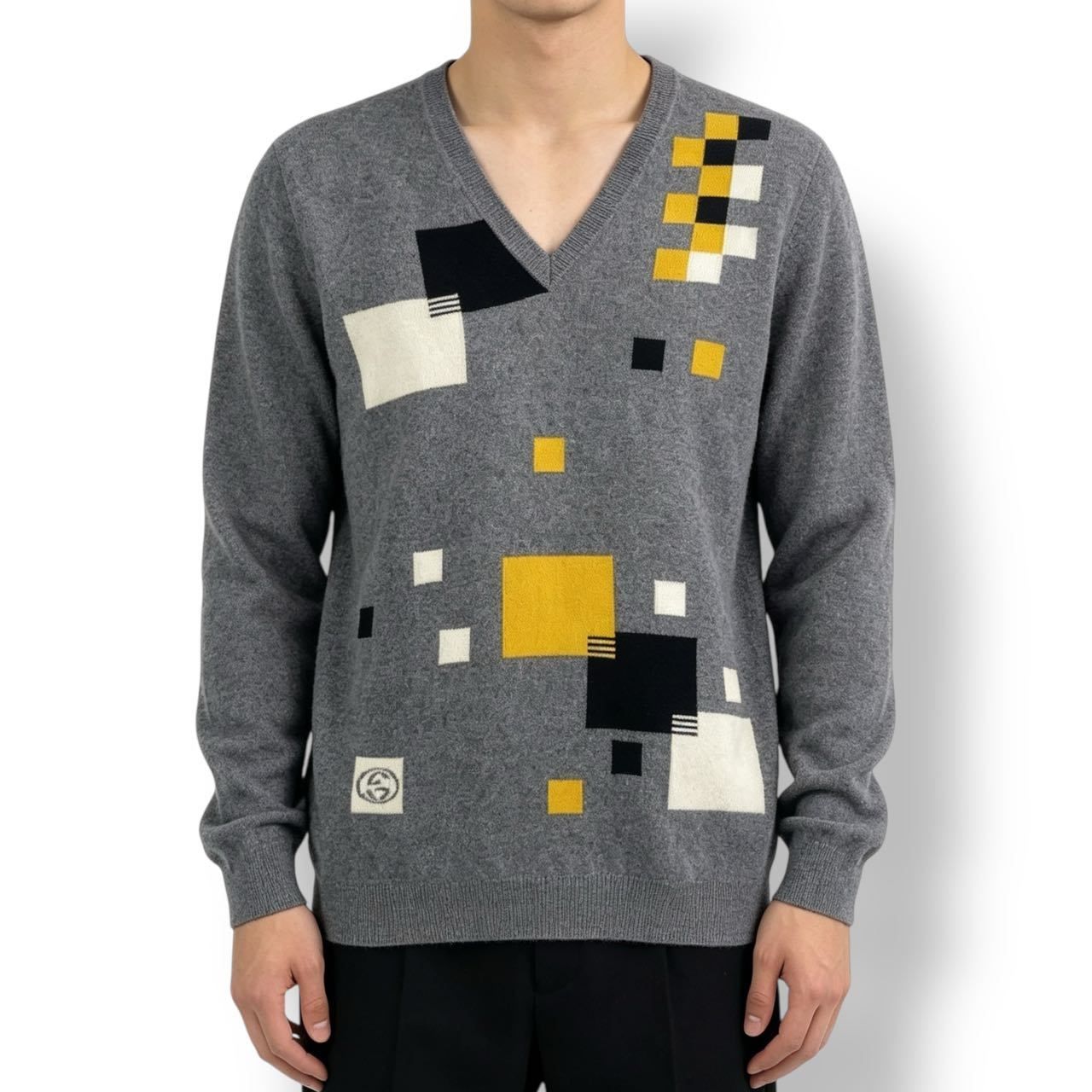 極美品 GUCCI グッチ セーター グレー Vネック カシミヤ サイズXL 