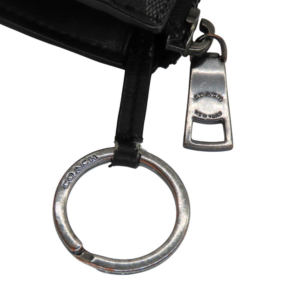 【中古】COACH コーチ ケース F77929 財布 小銭入れ キーリング付き シグネチャー 定番 カードケース ブラック系 L字ファスナー A2501682【無料ギフトラッピング承ります】 中古】COACH コーチ コインケース F77929 財布 小銭入れ キーリング
