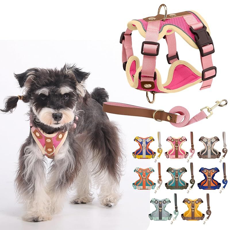 【新品】 【大手ペット雑誌「いぬのきもち」で紹介】イギリス・アメリカ・日本で同時販売 犬 猫 ハーネス 首輪感覚で簡単装着 足を上げず装着 防災 災害 避難 超軽量 柔らか素材 首輪 胴輪 反射材 (ローズピンク × ベージュ, Sサイズ) 1