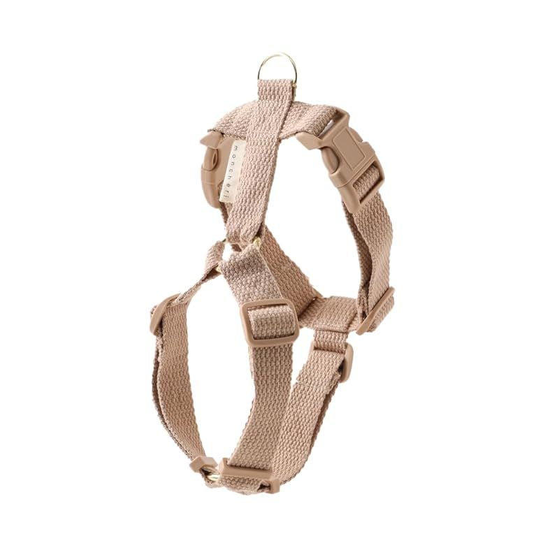 【新品】 moncheri モンシェリ [コットンライクハーネス] 犬 ハーネス 小型犬 (M/ベージュ) サイズ調節可能 ワンタッチ 犬用 お散歩 お出かけ 1