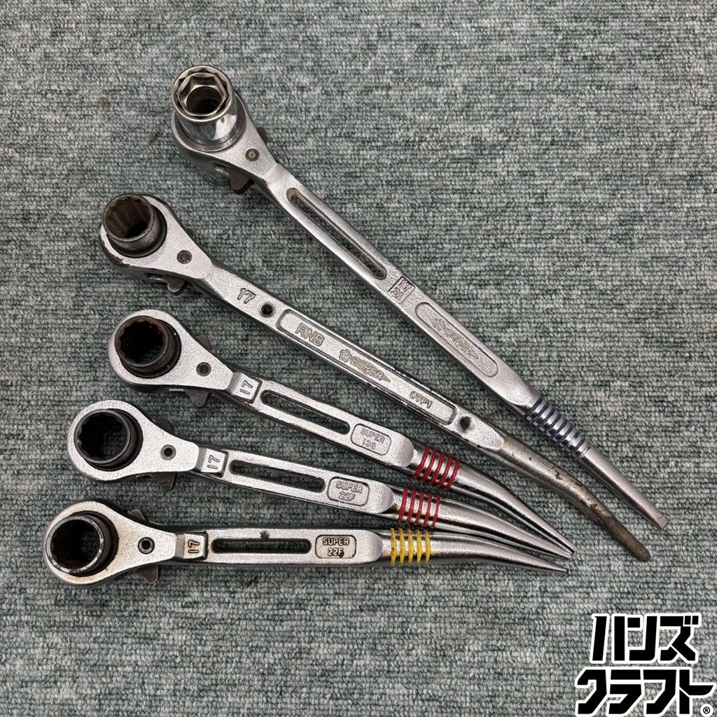 ◎【中古】 SUPER シノ付き両口ラチェットレンチ 17/19mm 17/21mm 4サイズ1本17・21/19・24mm スーパーツール