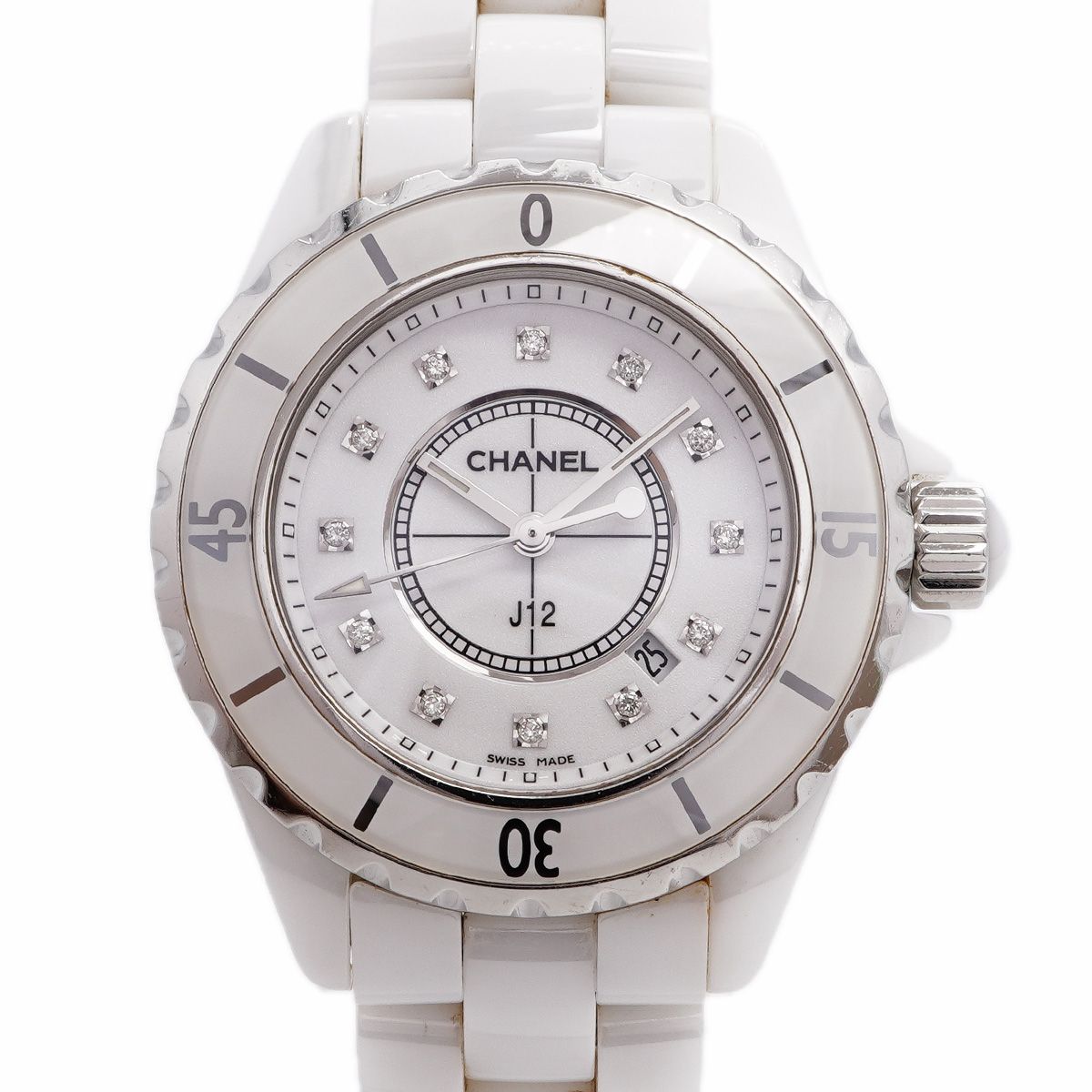 【6wdc0251】シャネル J12 H1628 白文字盤【中古】腕時計 レディース 6wdc0251】シャネル J12 H1628 白文字盤【中古】腕時計 レディース