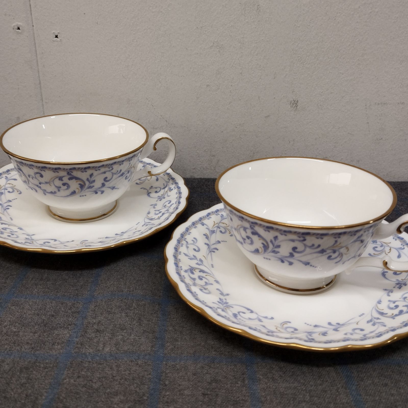 2客セット】Noritake ノリタケ カップ&ソーサー 花柄 ブルー 金縁 