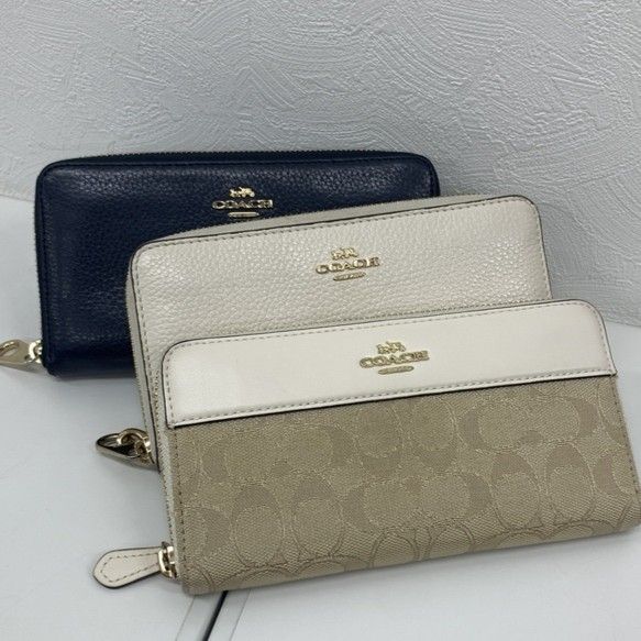 コーチ COACH 財布 三点セット 【中古】 長財布 ネイビー ホワイト系 ブランド柄 小銭入れあり 小物 メンズ レディース GII61781 コーチ COACH 財布 三点セット 【中古】 長財布 ネイビー ホワイト系