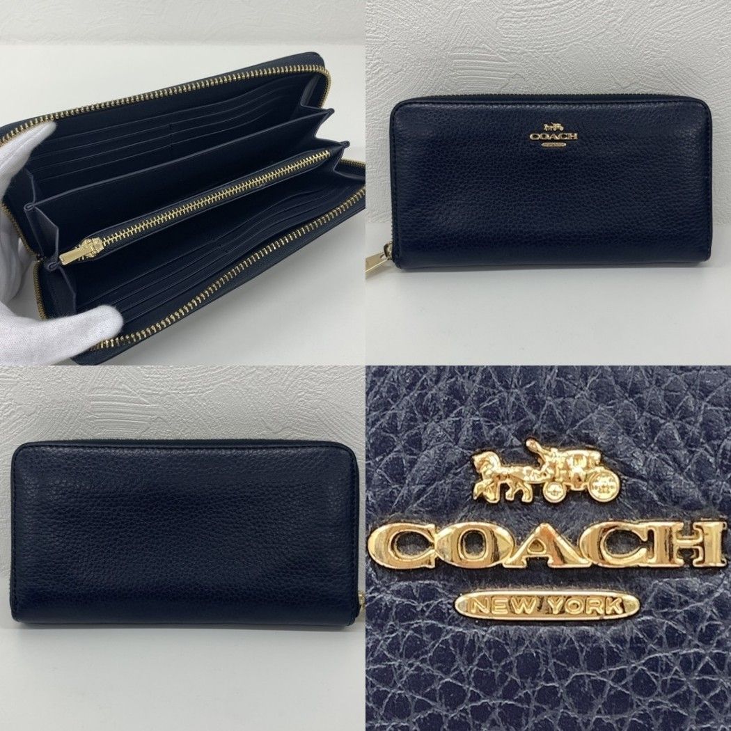 コーチ COACH 財布 三点セット 【中古】 長財布 ネイビー ホワイト系 ブランド柄 小銭入れあり 小物 メンズ レディース GII61781 コーチ COACH 財布 三点セット 【中古】 長財布 ネイビー ホワイト系