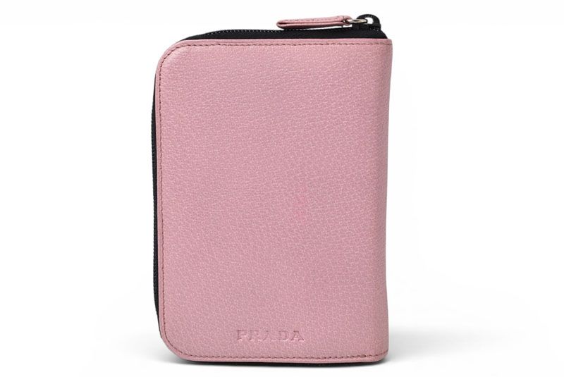 Prada System Notebook/ Notebook Cover PRADA Round Zipper Leather Pink Bible Size Ladies [Used]