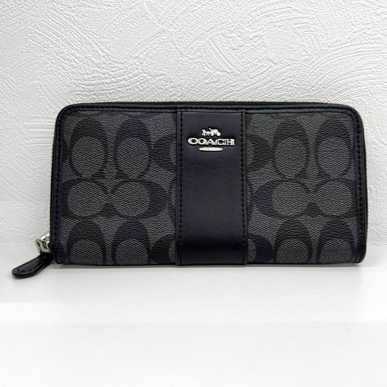 COACH（コーチ）ラウンドファスナー長財布 F54630 PVC×レザー ブラック