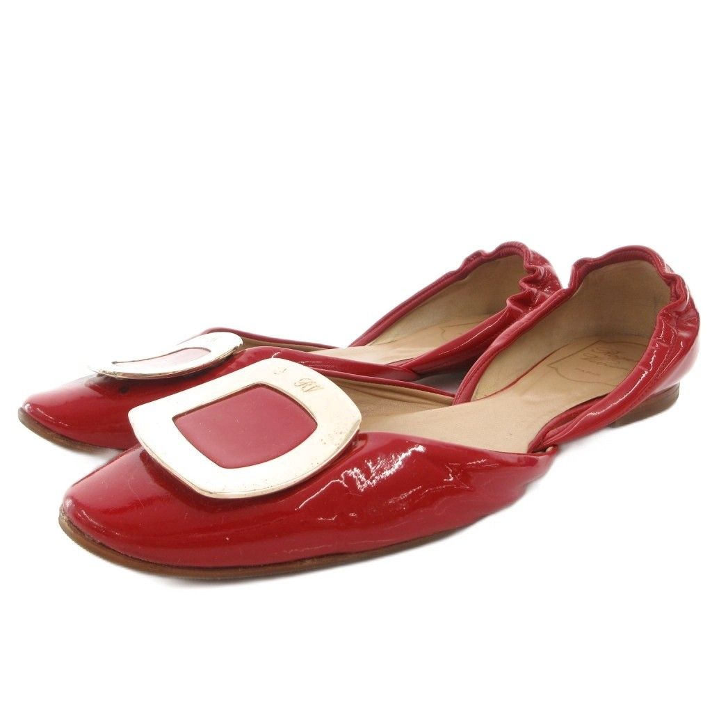 美品36 1/2＊RogerVivier＊ロジェヴィヴィエ＊パンプス＊エナメル ロジェヴィヴィエ ROGER VIVIER パンプス フラットシューズ ロゴ