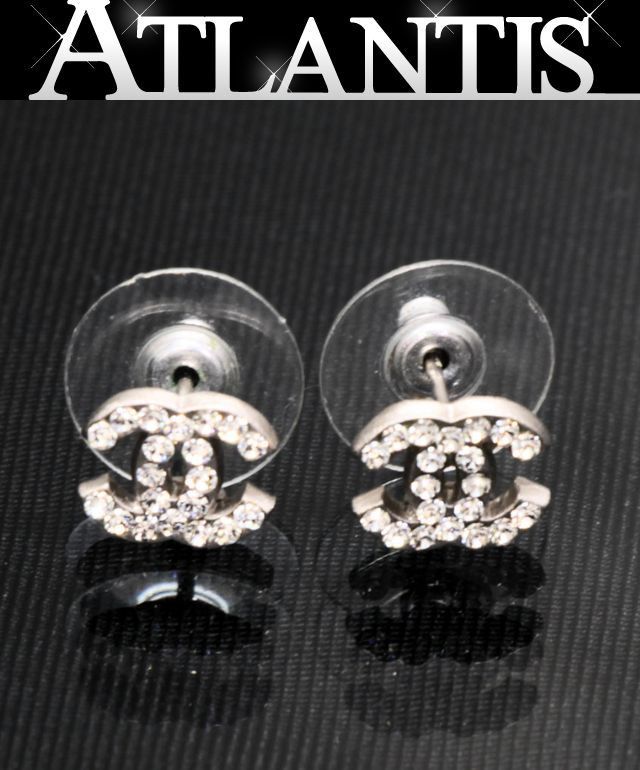 美品 シャネル CHANEL ミニ ココマーク ラインストーン ピアス