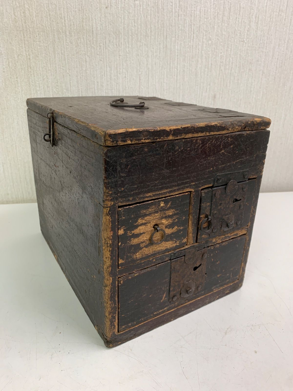 フォロー割対象商品】江戸期 骨董 懸硯 薬箱 小引き出し 小物入れ