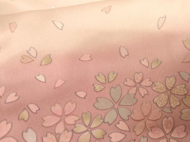 平和屋着物●訪問着　作家物　舞桜横段文　暈し染め　金彩　正絹　逸品　AABH7785cs 平和屋着物○訪問着 作家物 舞桜横段文 暈し染め 金彩 正絹 逸品