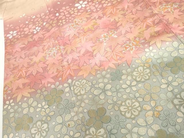 平和屋着物●訪問着　作家物　舞桜横段文　暈し染め　金彩　正絹　逸品　AABH7785cs 平和屋着物○訪問着 作家物 舞桜横段文 暈し染め 金彩 正絹 逸品