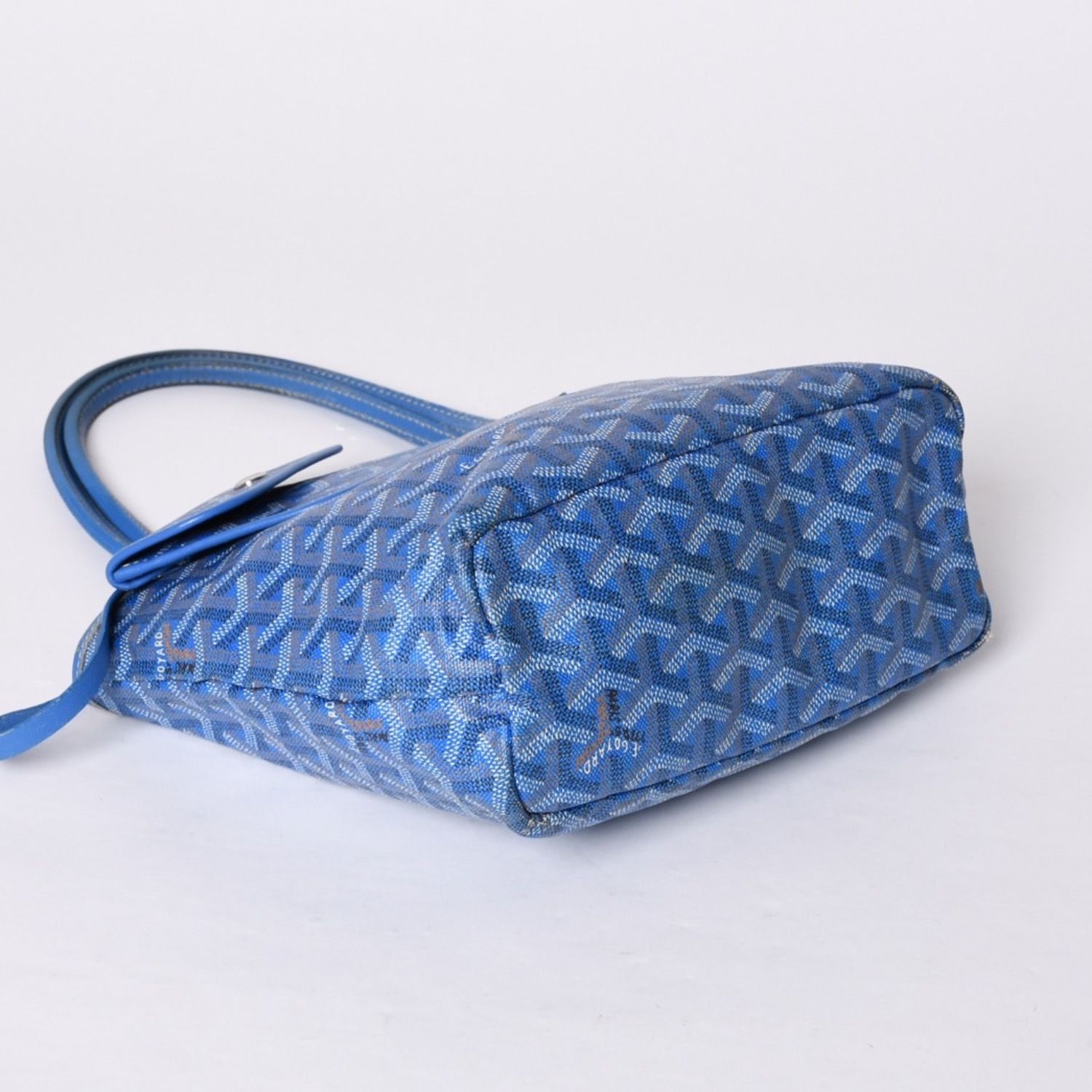 GOYARD ゴヤール サンルイ ジュニア トートバッグ ライトブルー レザー