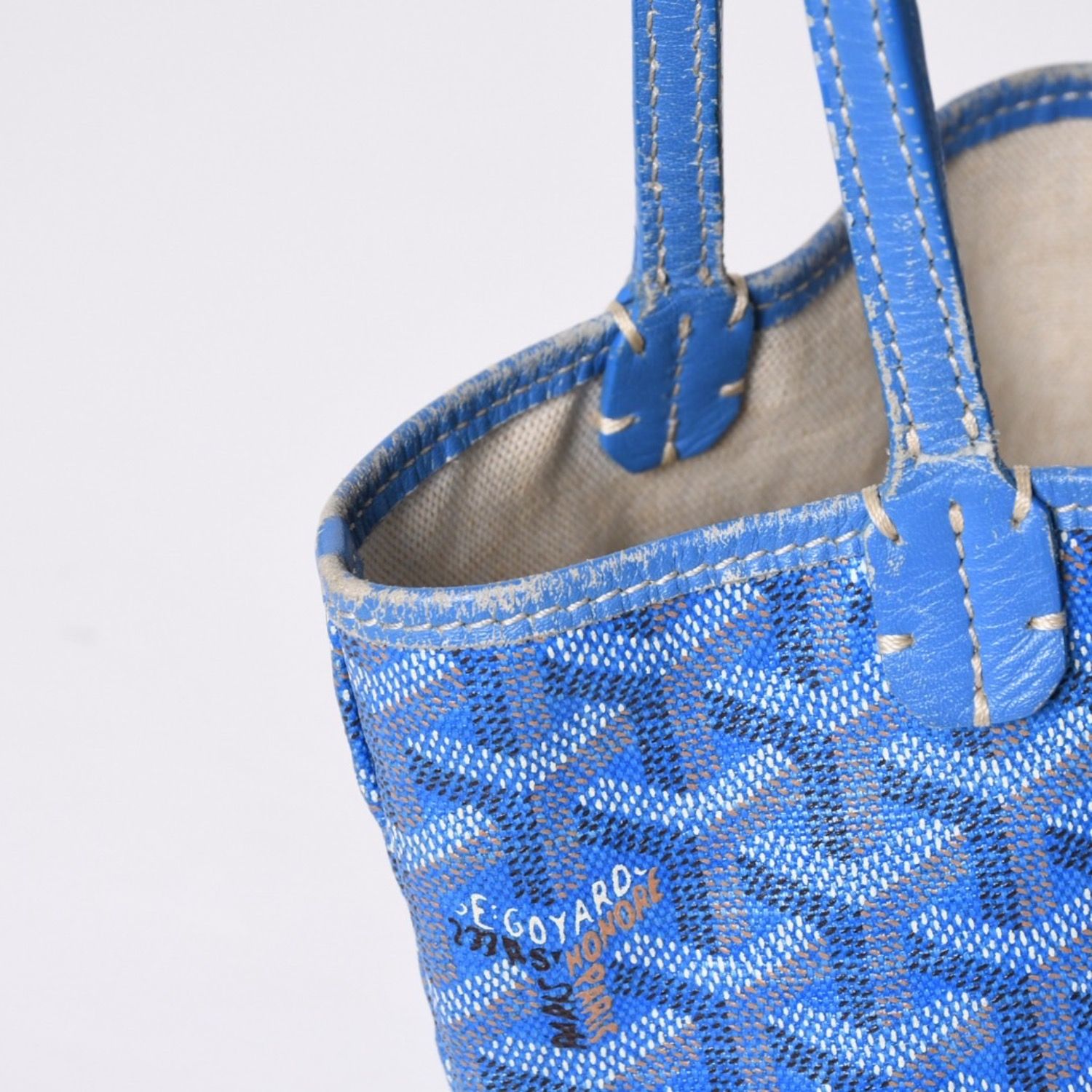 GOYARD ゴヤール サンルイ ジュニア トートバッグ ライトブルー レザー