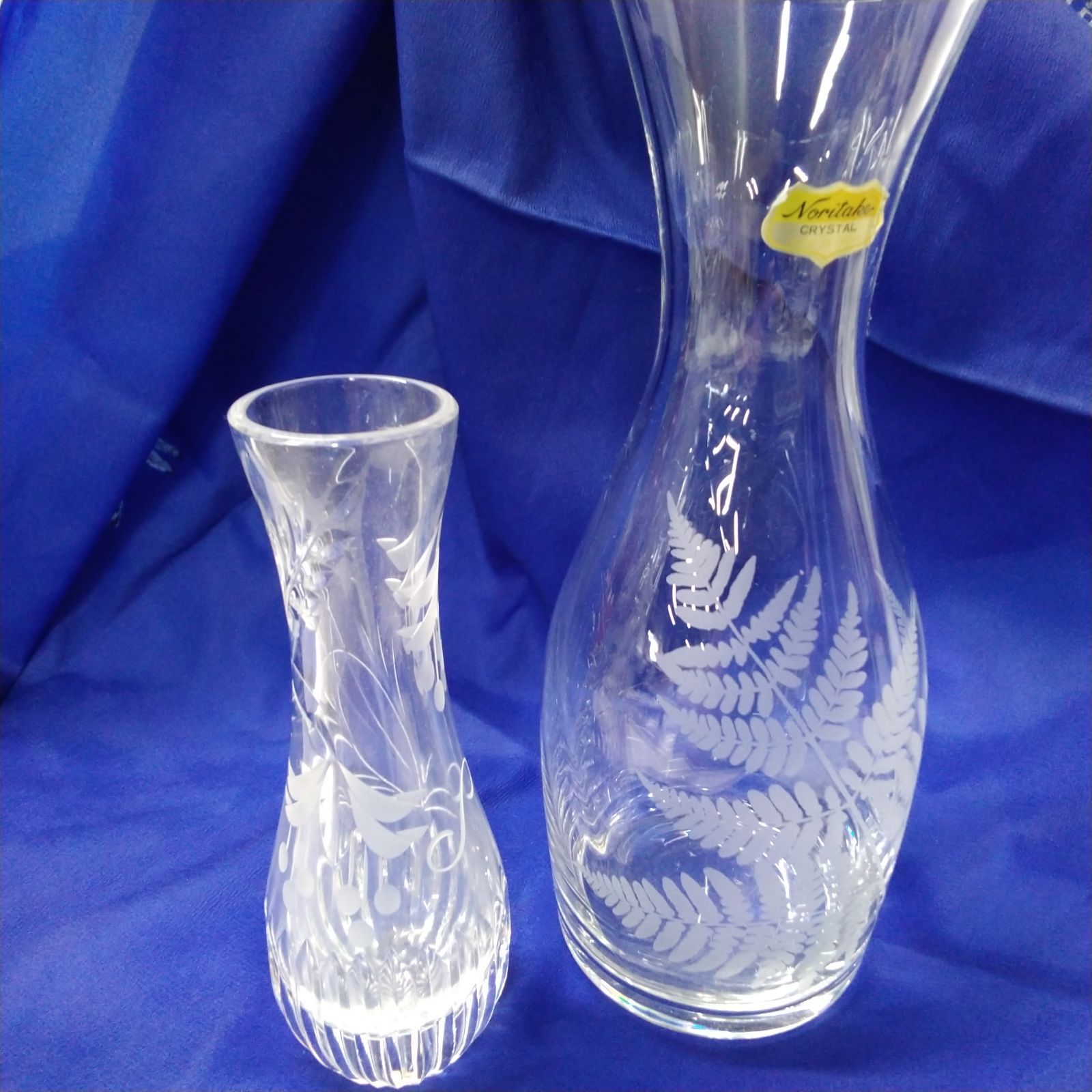 ノリタケ Noritake CRYSTAL 水差し 花瓶/ガラス製 一輪挿し 2点まとめ