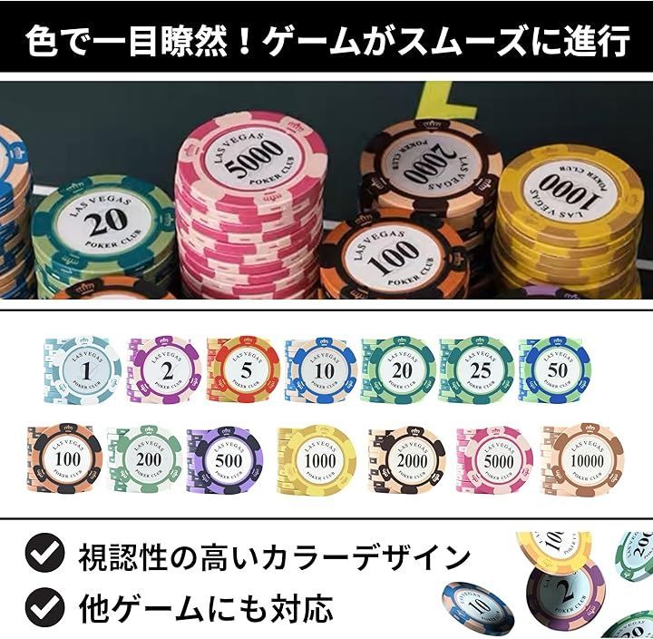 East Leaf ポーカーチップ クレイ製 カジノチップ 2000 面値 単品 100