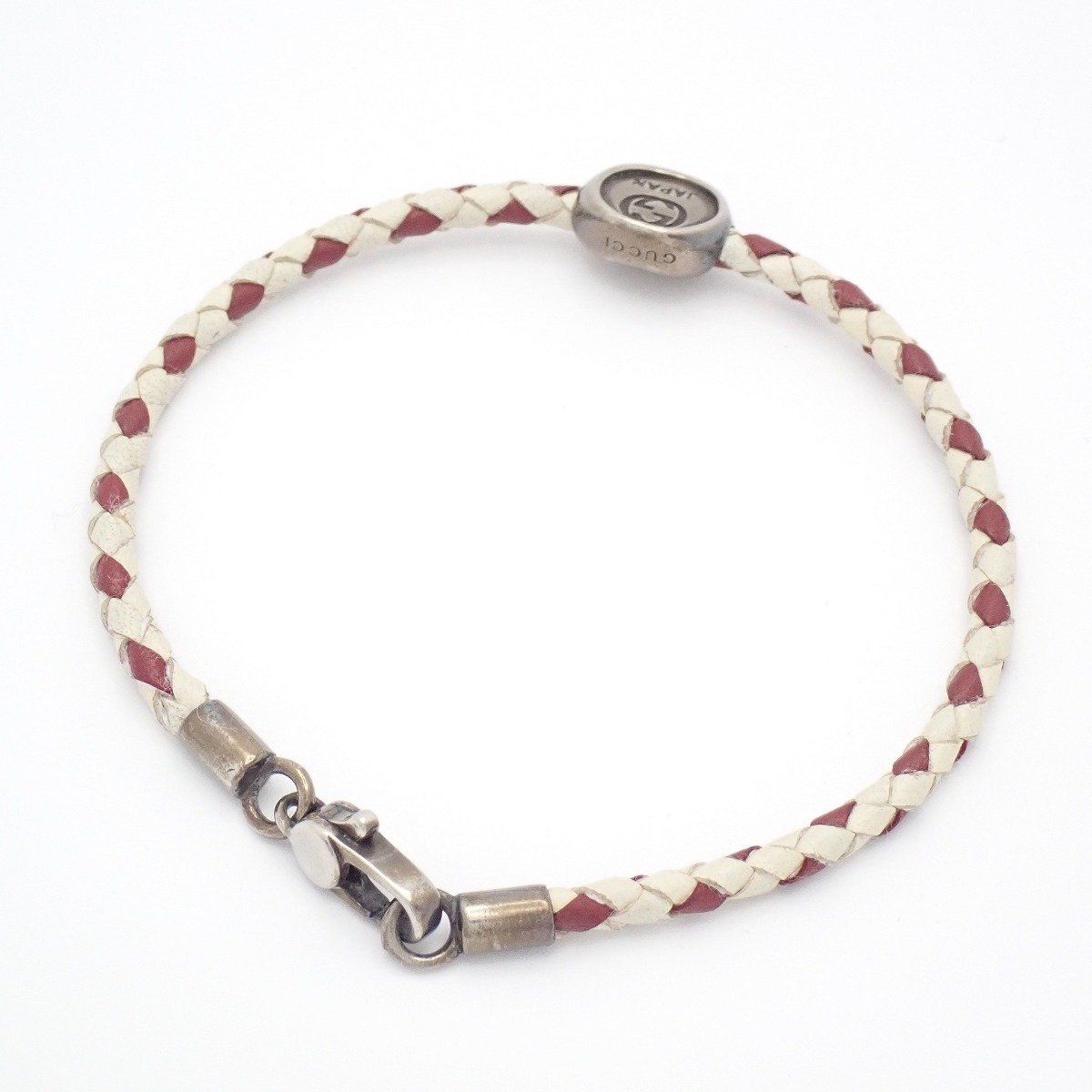 GUCCI グッチ チャリティ ブレスレット 編み込み レザー/シルバー925 
