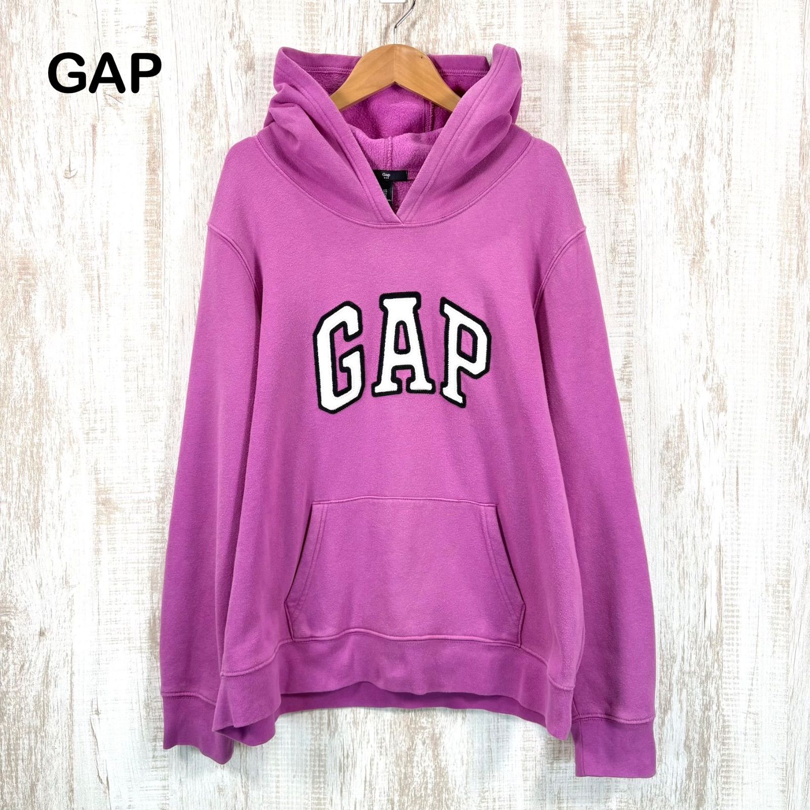 GAP ギャップ ビッグロゴ 裏起毛 フーディ パーカー ピンク y2k - メルカリ