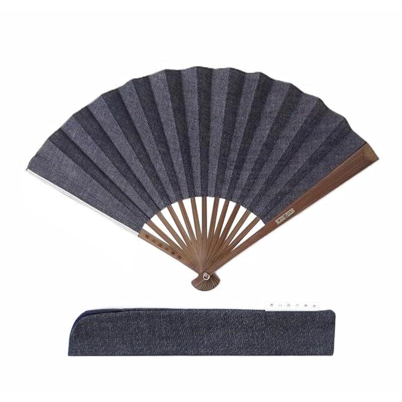 【新品】 [西川庄六商店] 扇子 岡山産 デニム 夏用 日本製 父の日 ギフト 桐箱入り 扇子袋付き プレゼント メンズ 紳士 おしゃれ 紺 ネイビー せんす