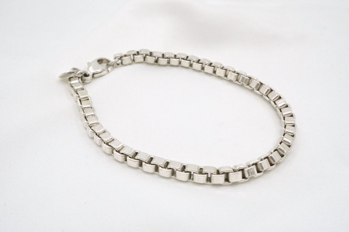 良品 Tiffany ティファニー ベネチアンブレスレット SV925 シルバー TIFFANY&Co.（ティファニー） ベネチアン リンク ID ブレスレット