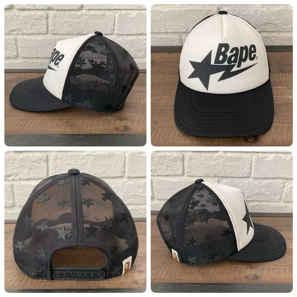 Bape 星柄メッシュキャップ エイプ 人気 美品 BAPESTA LOGO メッシュ キャップ ブラック a bathing ape star BAPE