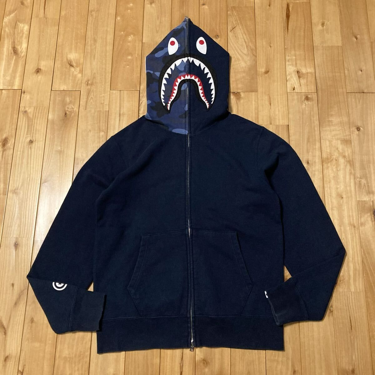 Blue Camo × NAVY シャーク パーカー Lサイズ shark full zip hoodie a