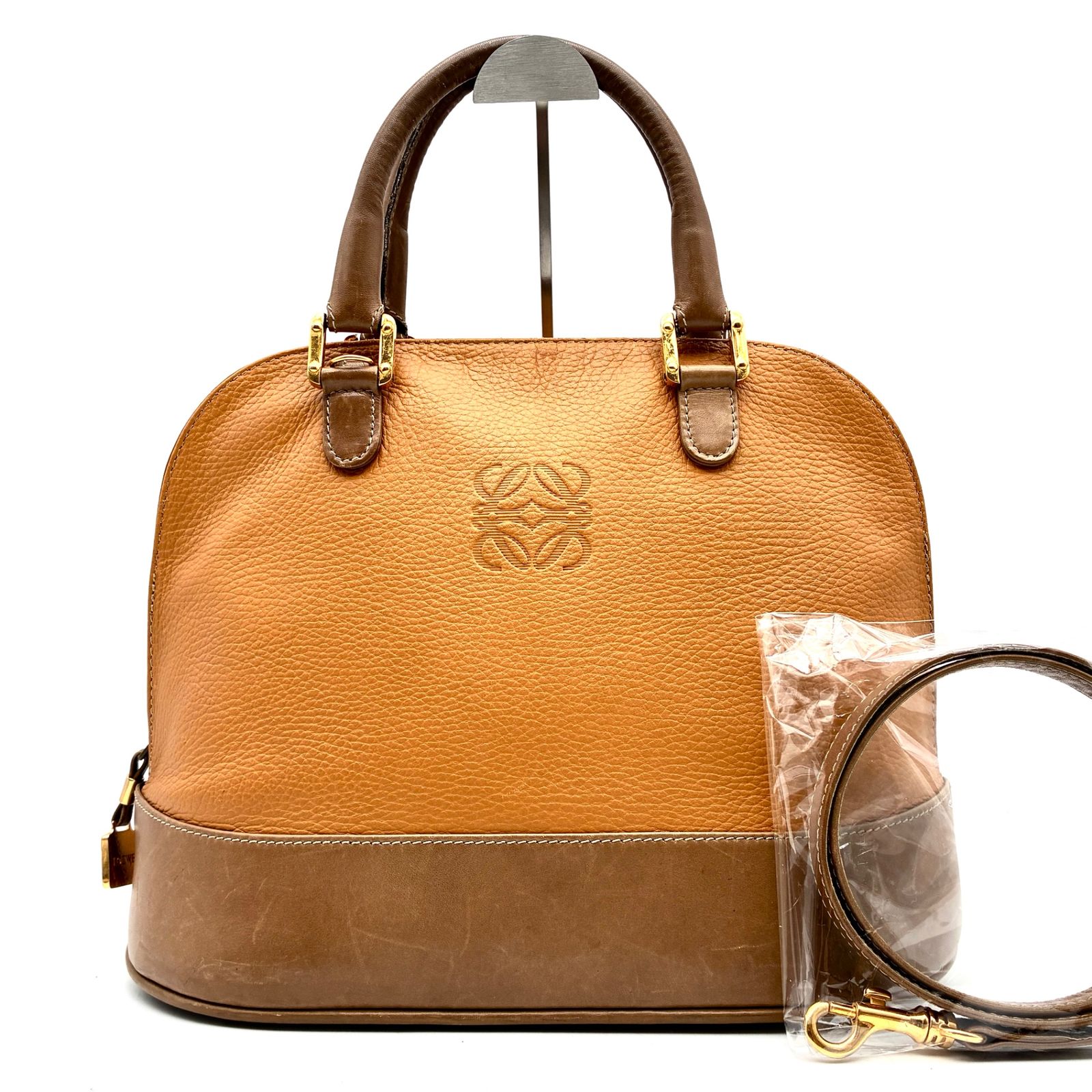 良品 LOEWE ロエベ アナグラム ドーム型 2WAY ハンドバッグ ショルダー 