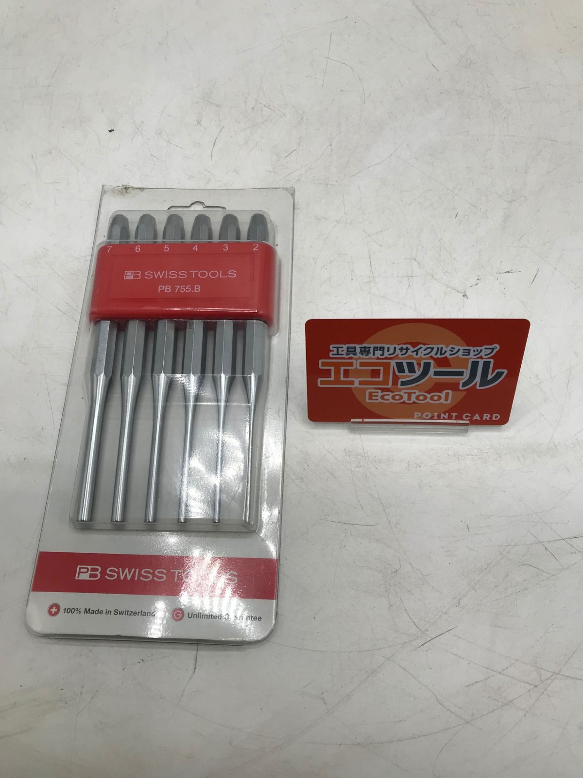【未使用に近い】PBスイスツールズ 平行ピンポンチ(八角胴)セット 6本組 ホルダー付 [IT_VAFNY][岡岩][M05]