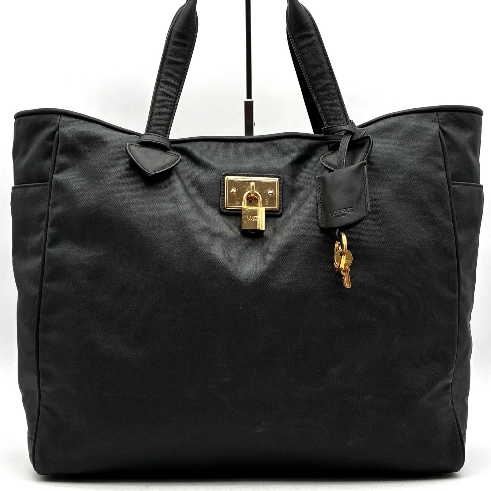 LOEWE ロエベ 南京錠 鍵付 トートバッグ ナッパレザー 本革 ブラック 