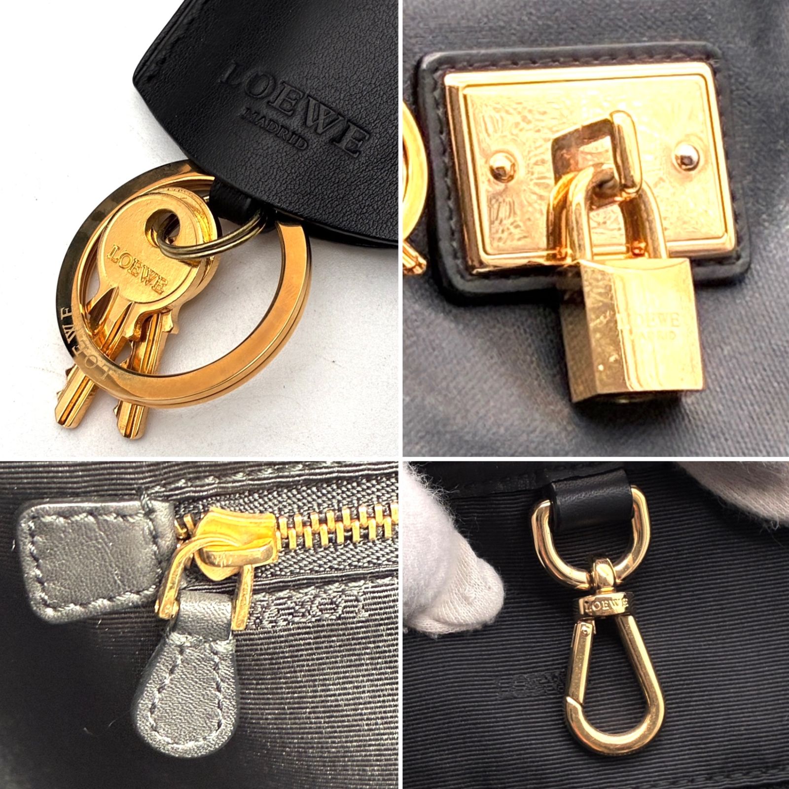 LOEWE ロエベ 南京錠 鍵付 トートバッグ ナッパレザー 本革 ブラック 