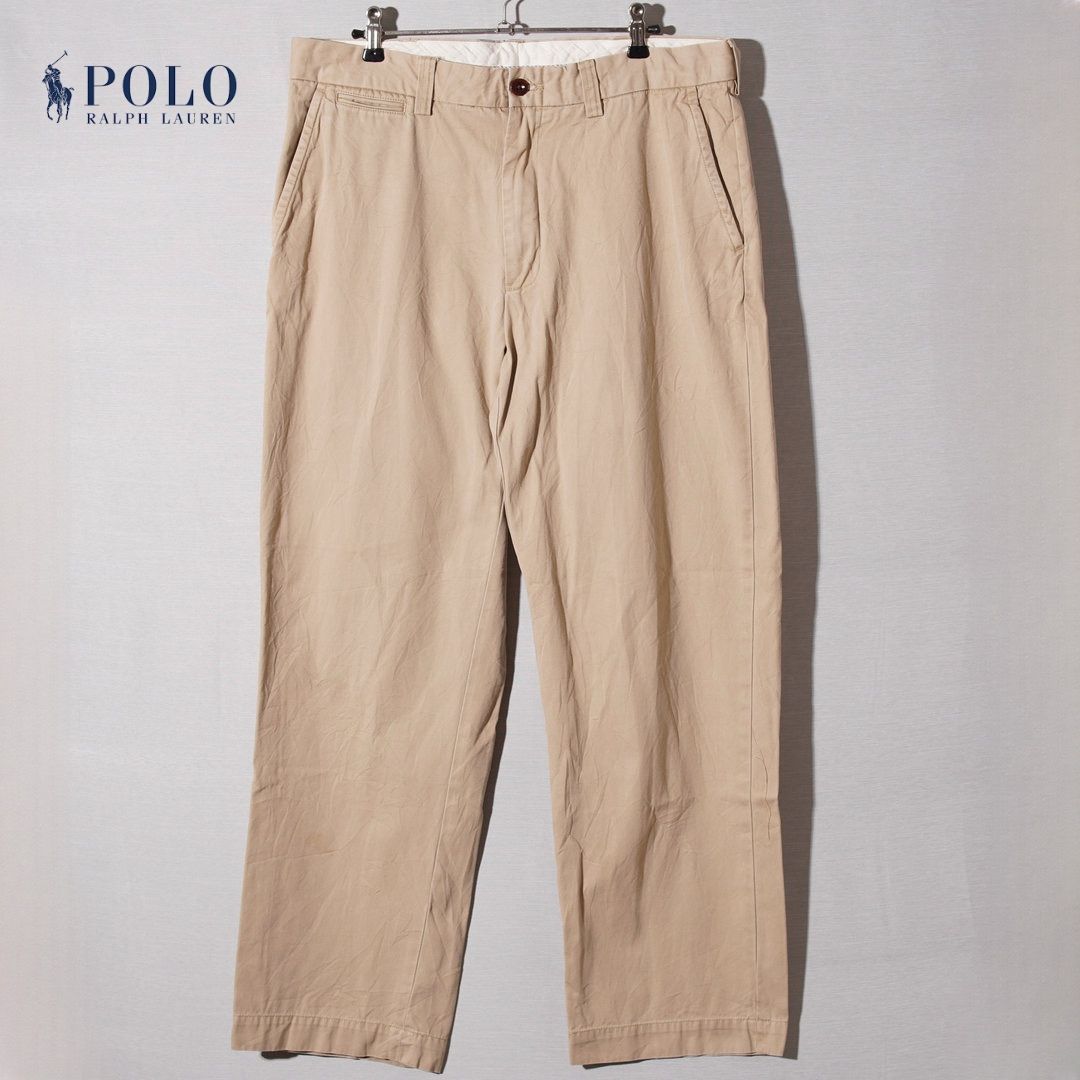 美品 90s USA製 ラルフローレン ポロチノ W35 L30 ベージュ 90s ポロラルフローレン POLO RALPH LAUREN ポロチノ チノパン W35 L30