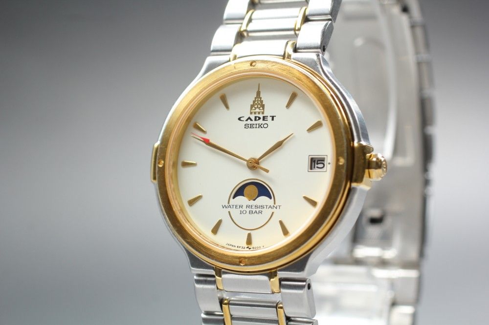 稼働品】SEIKO カデット 6F32-6000 ムーンフェイズ クオーツ メンズ