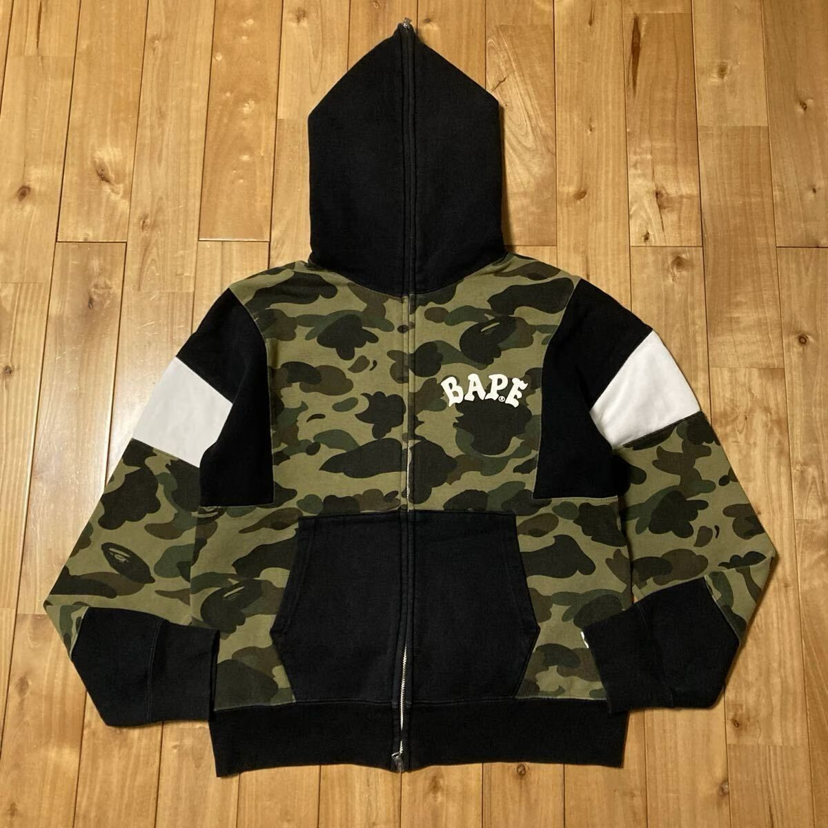 BAPE CRAZY 1st camo フルジップ パーカー Mサイズ ブラック a bathing
