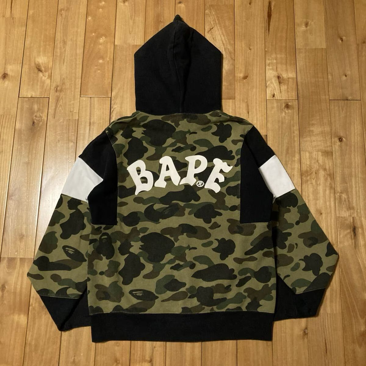 BAPE CRAZY 1st camo フルジップ パーカー Mサイズ ブラック a bathing