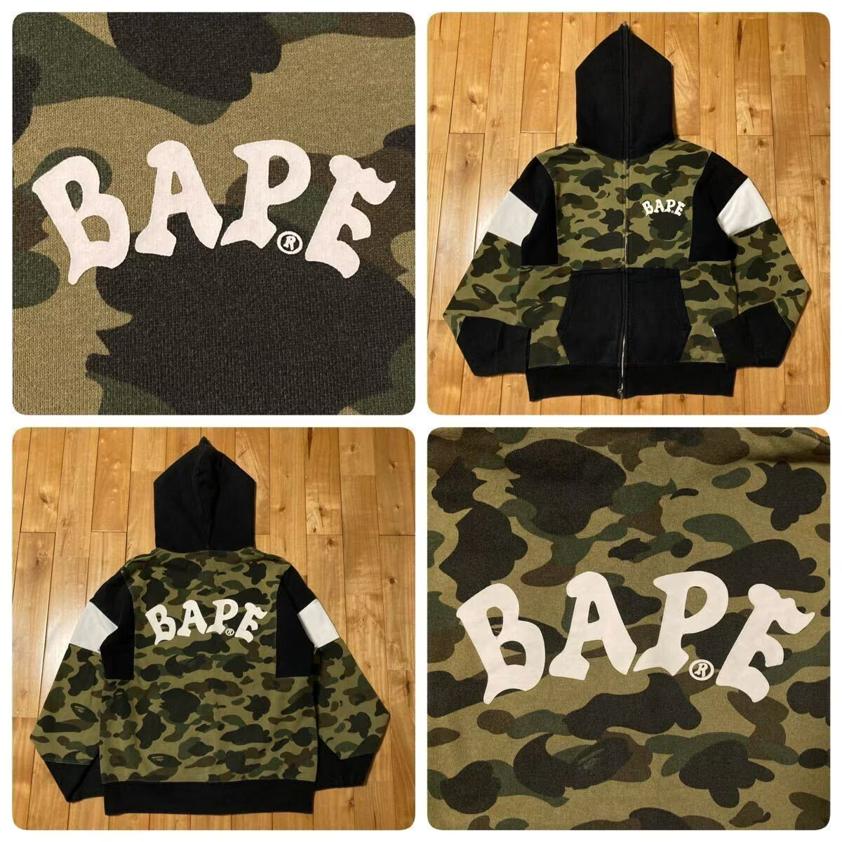 BAPE CRAZY 1st camo フルジップ パーカー Mサイズ ブラック a bathing
