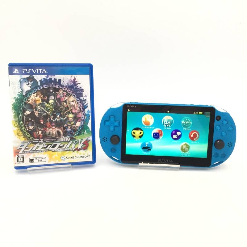【動作品】Sony PS Vita PCH-2000 本体 アクアブルー ニュー ダンガンロンパ V3 ソニー プレイステーション PlayStation DB14