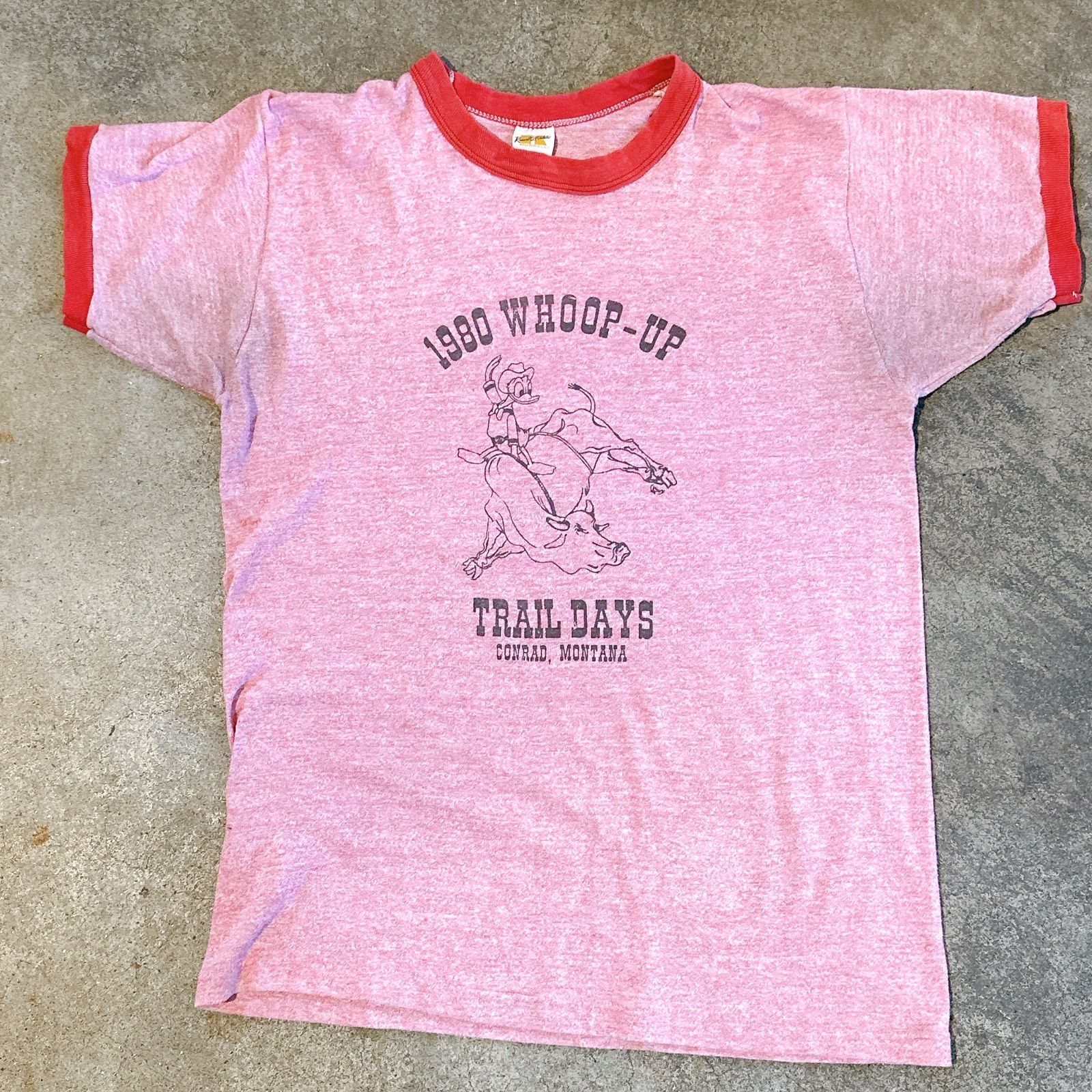 80s USA製 Russell Athletic トリコ混 リンガーTシャツ 1980年 ピンク 