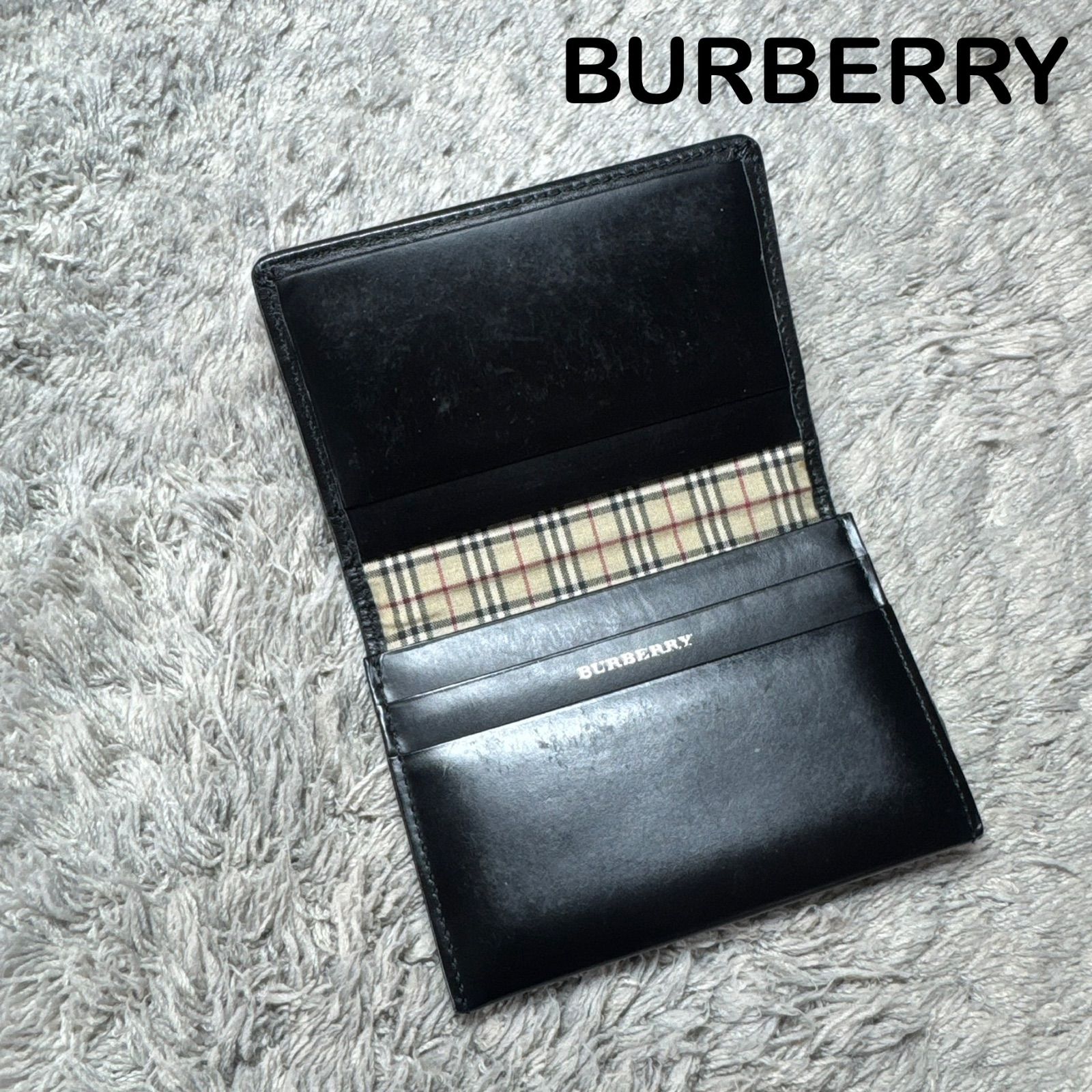 13845】BURBERRY バーバリー カードケース ブラック 黒 × ノバチェック