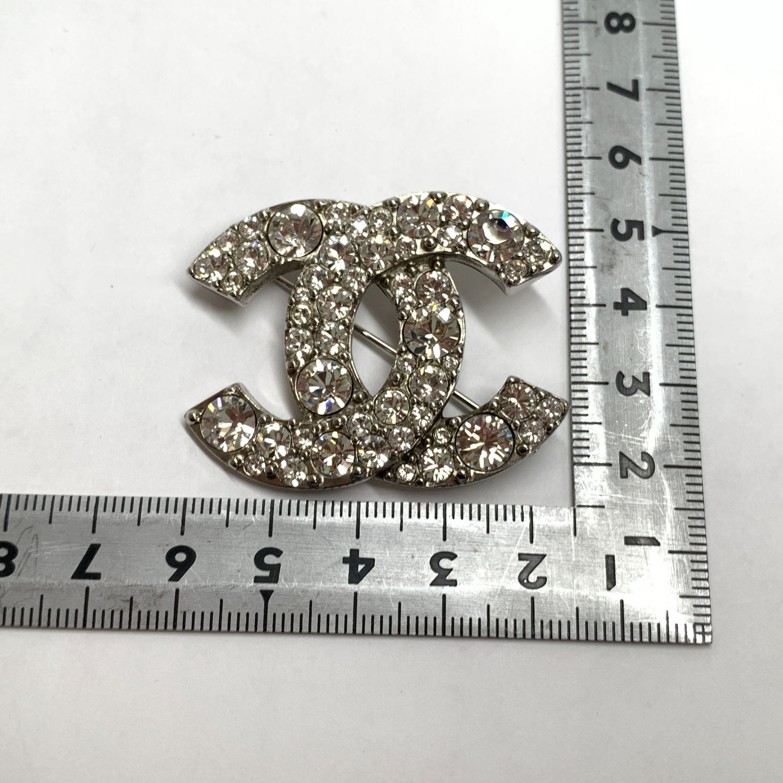 f001 A 1. 美品 CHANEL シャネル ブローチ ココマーク シルバー ライン