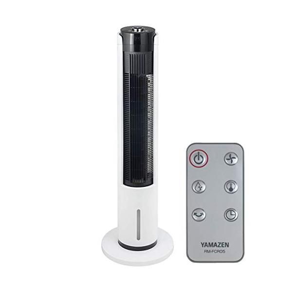 【中古】山善 冷風扇 扇風機 タッチスイッチ 風量5段階調節 水タンク着脱式 タイマー機能 リモコン付き ホワイト FCR-BWG40(W)