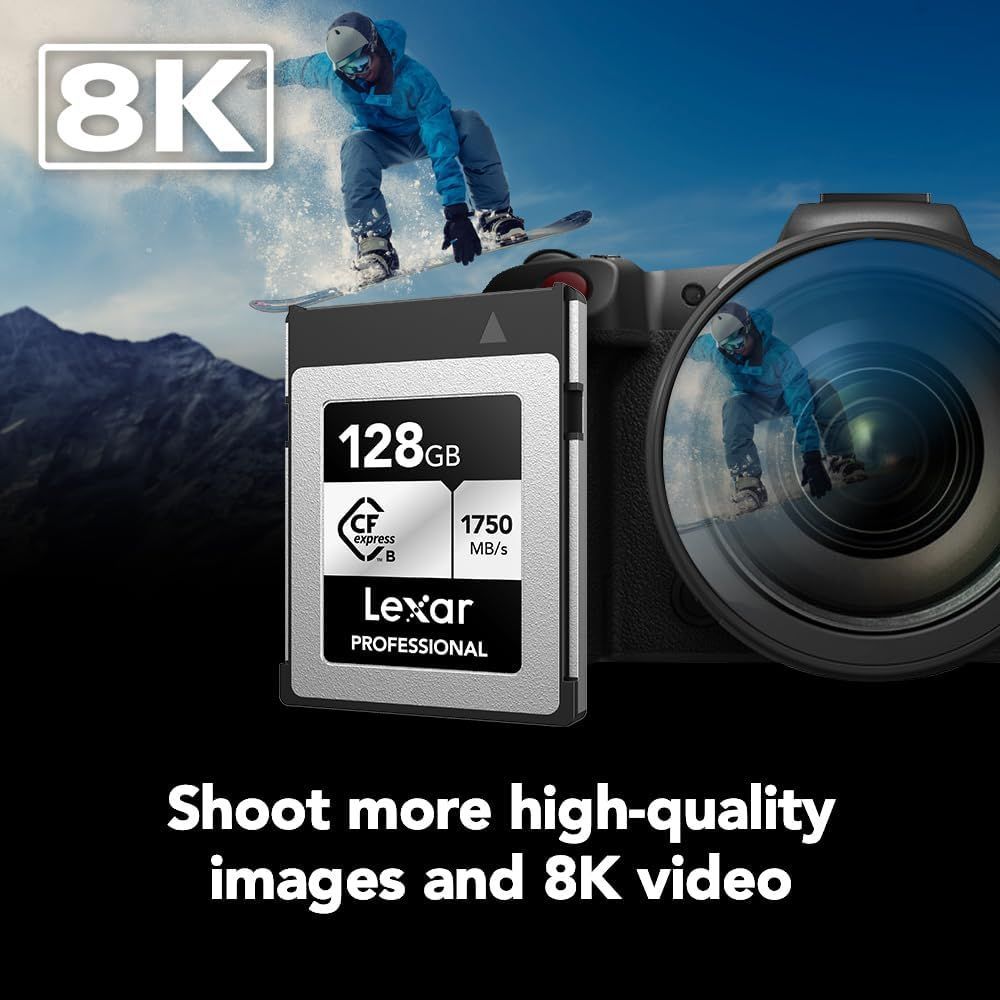 【公式販売】 Lexar CFexpress Type-B SILVER 128GB Professionalメモリーカード 最大読み出し1750MB/s 最大書き込み1300MB/s 国内正規品 10年保証
