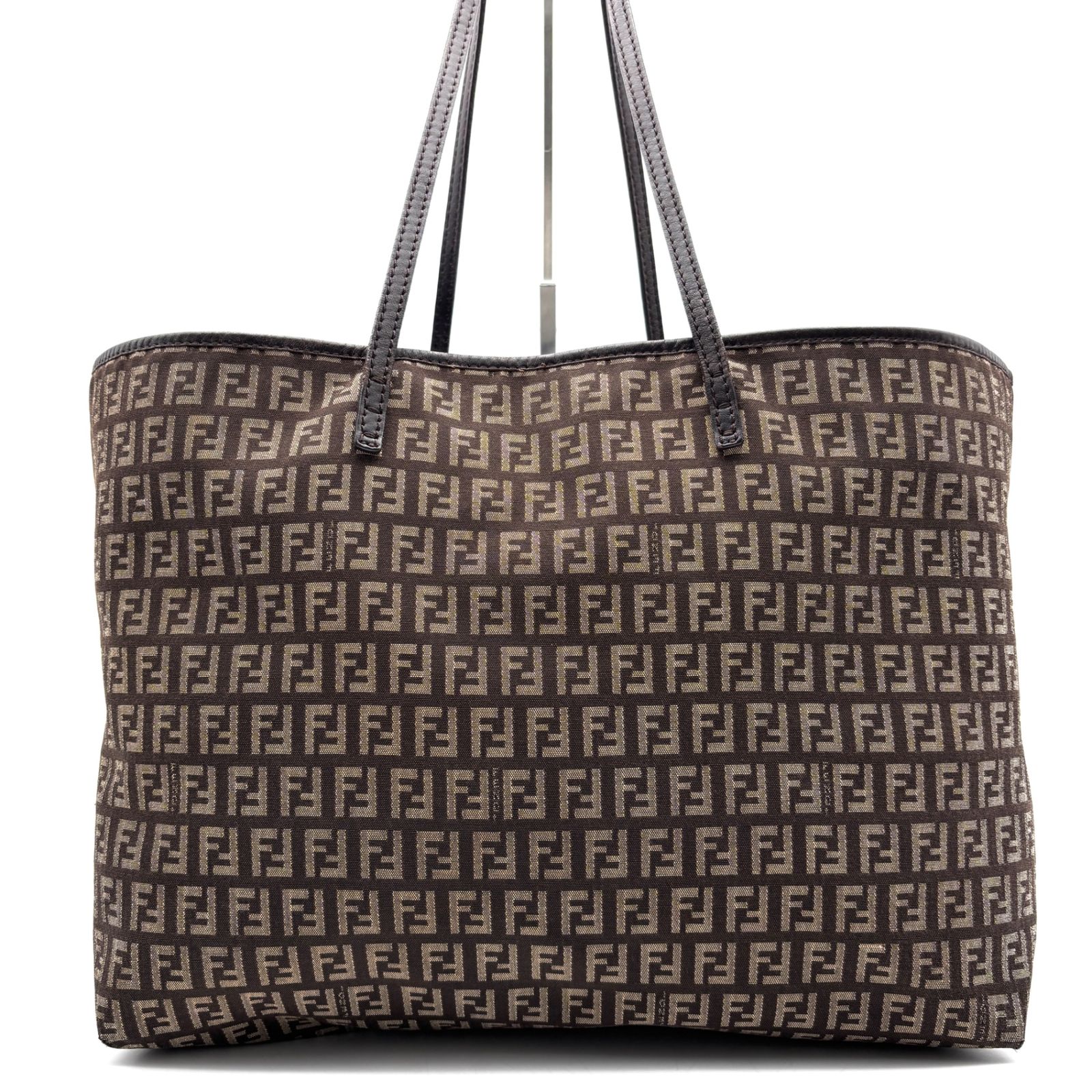 美品 FENDI フェンディ ズッカ柄 トートバッグ キャンバス レザー
