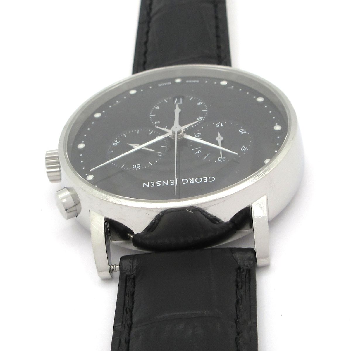 GEORG JENSEN(ジョージジェンセン) 腕時計 - 517 メンズ 型押し加工/SS 