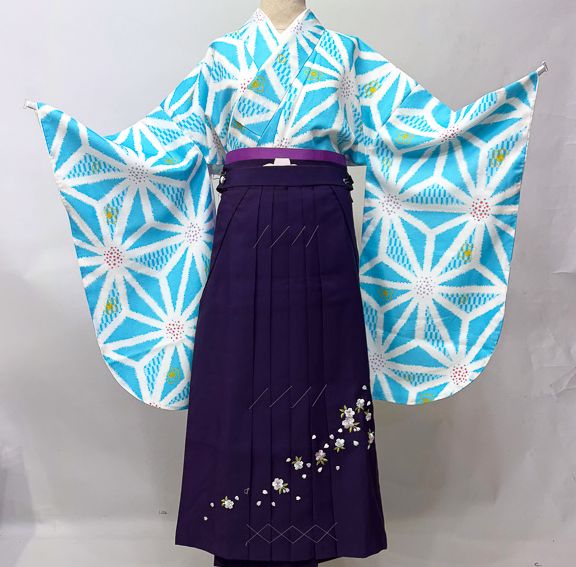 二尺袖 着物袴フルセット ジュニア用へ直し 135～150cm 水色 仕立て 
