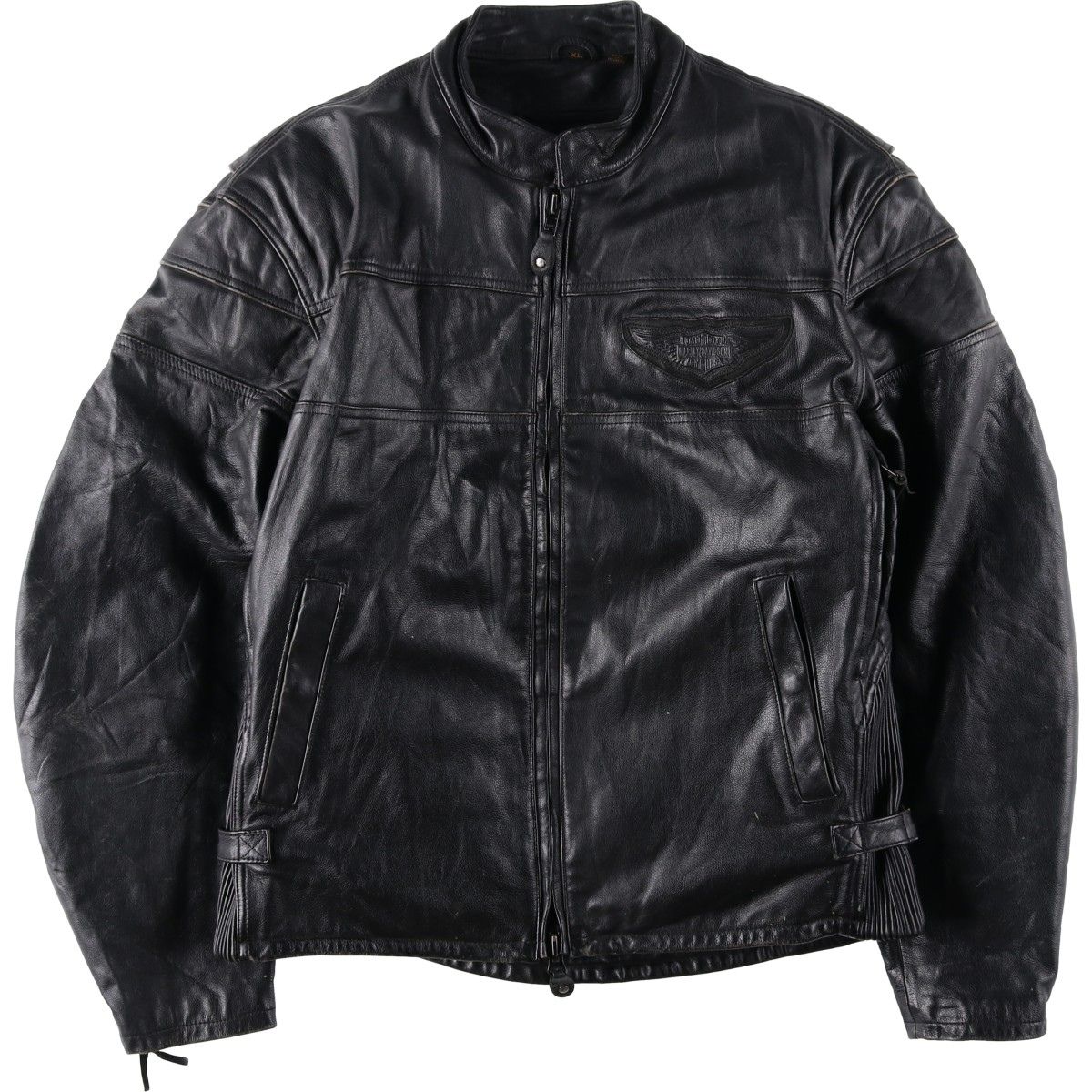 古着ハーレーダビッドソン（Harley-Davidson）黒サイズL 47 HARLEY-DAVIDSON 長袖 刺繍ロゴTシャツ 2XL ブラック ハーレー