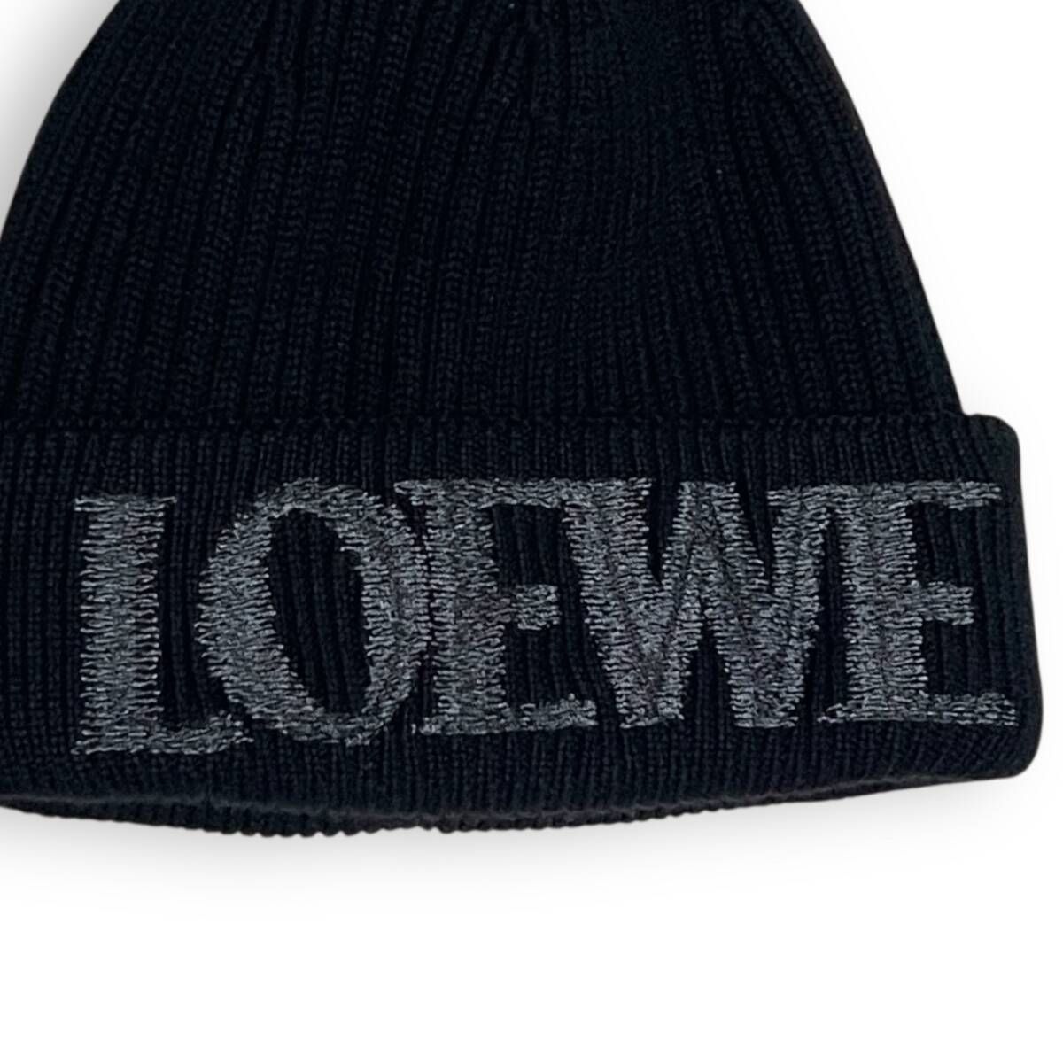 ロエベ ロゴ ニットキャップ ウール ブラック M26182/ LOEWE ロエベ ニット帽 ニットキャップ ビーニー ブラック