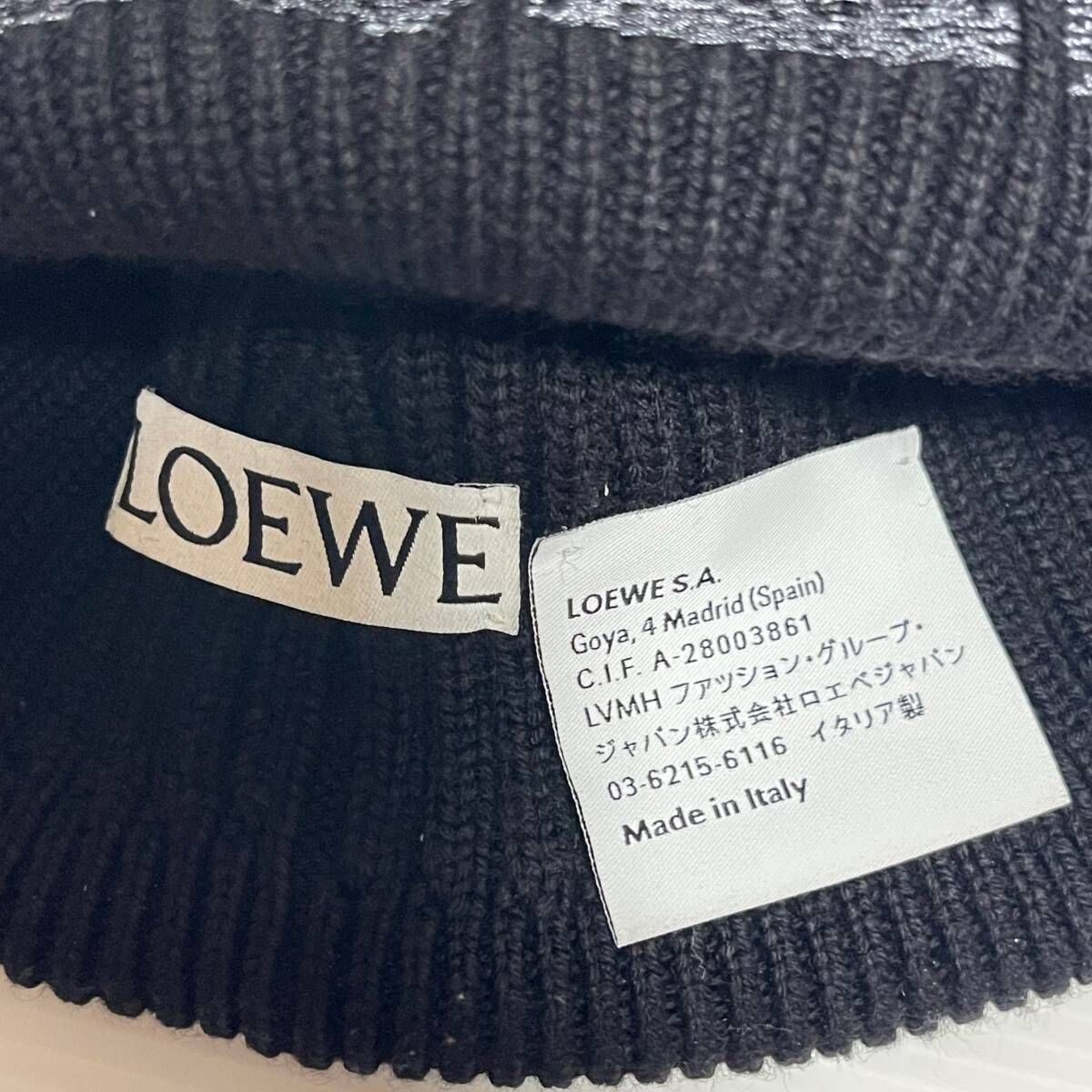 ロエベ ロゴ ニットキャップ ウール ブラック M26182/ LOEWE ロエベ ニット帽 ニットキャップ ビーニー ブラック