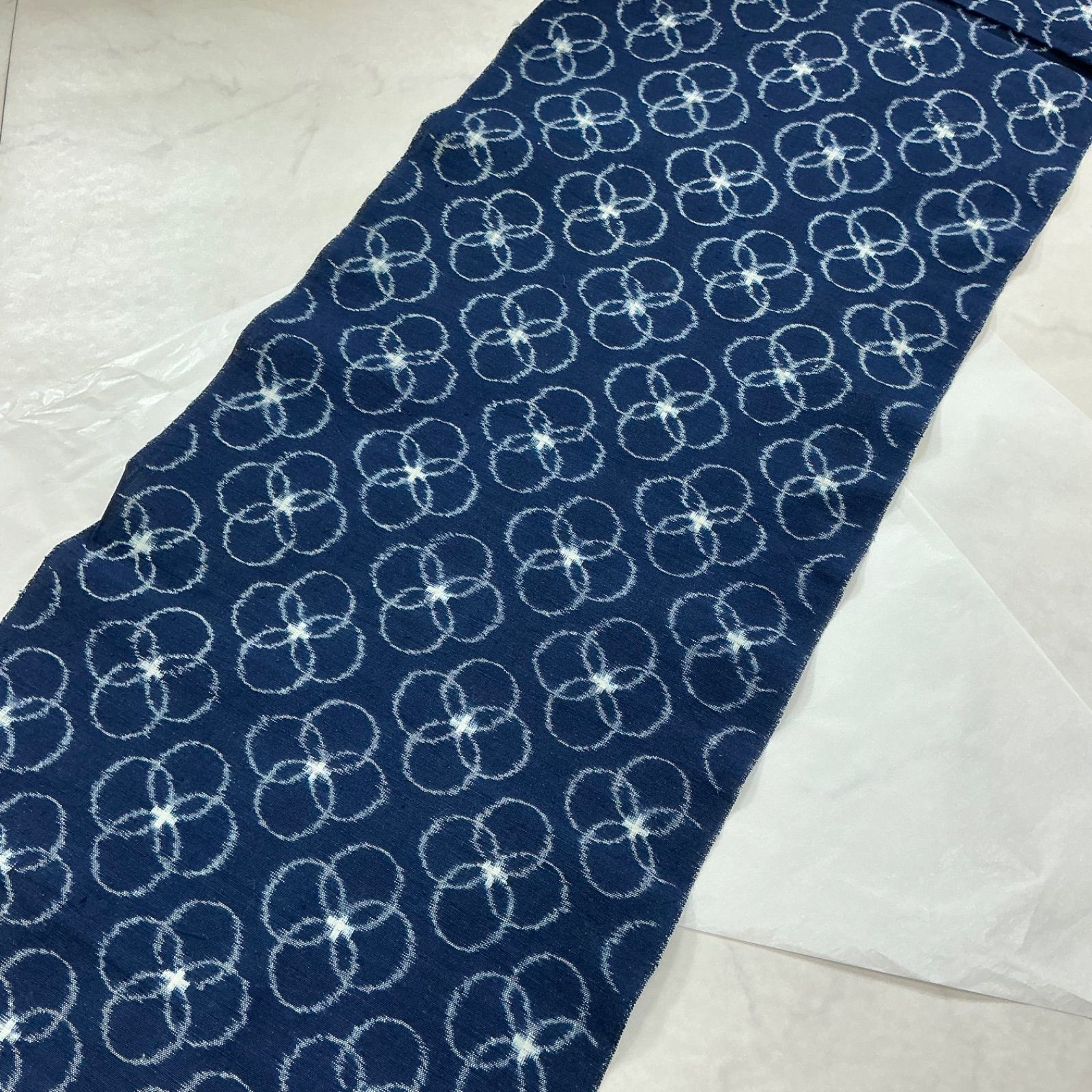 超美品　本場久留米絣　かすり　紬　綿反物　一反分　紺　藍　シンプル kimono+one◇kimonoarisa◇厳選◇未使用同然◇本場久留米絣◇久留米
