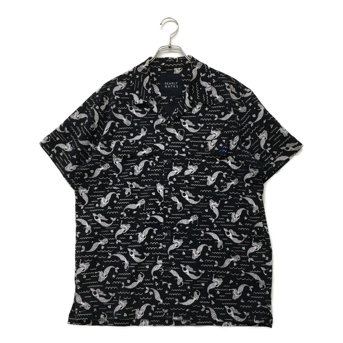 中古 メンズ パーリーゲイツ PEARLY GATES 半袖シャツ 5(L) 紺×白